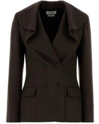 McQueen - Jassen ,Bruin ,Wol Gedrapeerde Gestreepte Wol Blazer - Lyst