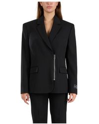 MSGM - Jassen ,Zwart ,Polyester Wool Blend Classic Style Jacket - Lyst