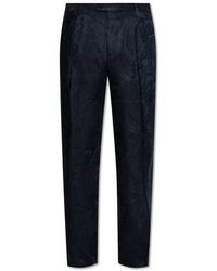 Etro - Broeken ,Blauw ,Leer Broek Met Patroon - Lyst