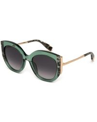Furla - Accessoires ,Groen ,Vierkante Zonnebril Groen Stijlvol Ontwerp - Lyst