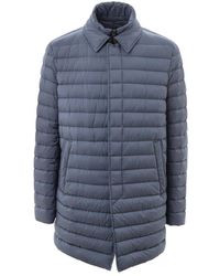 Herno - Blaue Gesteppte Daunenjacke Reißverschluss - Lyst
