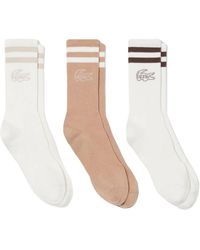 Lacoste - Ondergoed ,Veelkleurig ,Katoen 3-Pack Ribbed Sokken - Lyst