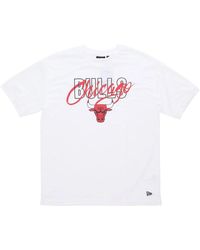 KTZ - Tops ,Wit ,Katoen Chicago Bulls Script Tee Wit/Rood - Lyst