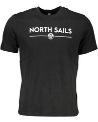 North Sails - Tops ,Zwart ,Katoen Zwart Katoen Print Logo T-Shirt - Lyst