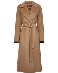 Max Mara - Bruine Wol Zijde Kasjmier Jas - Lyst