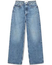 Samsøe & Samsøe - Jeans ,Blauw ,Katoen Wijde Pijp Biologische Katoen Jeans - Lyst
