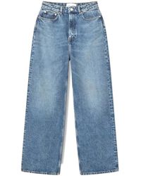 Samsøe & Samsøe - Jeans ,Blauw ,Katoen Wijde Pijp Biologische Katoen Jeans - Lyst