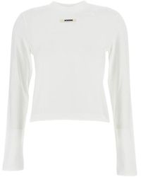 Jacquemus - Tops ,Wit ,Katoen The Gros Grain T-Shirt Met Lange Mouwen - Lyst