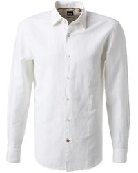 BOSS - Weiße leinen baumwolle casual fit hemd - Lyst