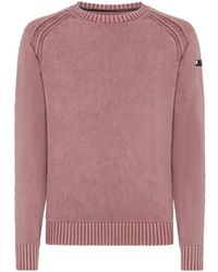 Rrd - Truien & Vesten ,Roze ,Katoen Cotton Techno Wash Ronde Gebreide Trui - Lyst