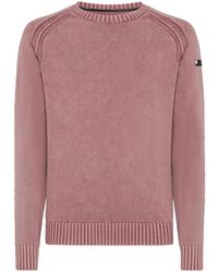 Rrd - Truien & Vesten ,Roze ,Katoen Cotton Techno Wash Ronde Gebreide Trui - Lyst