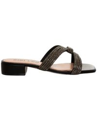 Bibi Lou - Verzierte Schwarze Ledersandale - Lyst