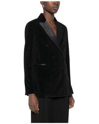 Circolo 1901 - Jassen ,Zwart ,Fluwelen Blazer Met Dubbele Rij Knopen - Lyst
