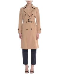 Herno - Kameel Katoenen Trenchcoat Dubbel-Breasted - Lyst