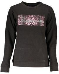 Roberto Cavalli - Schwarzer pullover mit langen ärmeln und print - Lyst