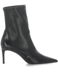 Stuart Weitzman - Schoenen ,Zwart ,Zwarte Leren Pijl Teen Hak Laarzen - Lyst