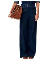Sessun - Hoge Taille Uitlopende Denim Broek - Lyst