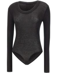 Entire studios - Tops ,Zwart ,Wol Circle Neck Bodysuit - Lyst