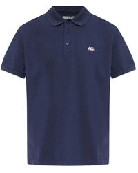 Etro - Tops ,Blauw ,Katoen Piqué Polo Shirt Van Katoen Met Pegaso-Borduursel - Lyst