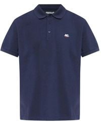 Etro - Tops ,Blauw ,Katoen Piqué Polo Shirt Van Katoen Met Pegaso-Borduursel - Lyst