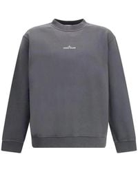 Stone Island - Sweatshirt Mit Gerippten Details Und Logo-Print - Lyst