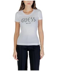 Guess - Tops ,Wit ,Casual Ronde Hals T-Shirt - Lyst