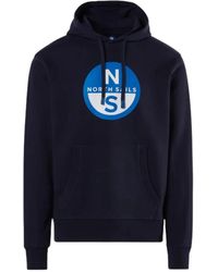 North Sails - Hoodies & Sweatvesten ,Blauw ,Katoen Biologische Katoenen Hoodie Met Groot Logo - Lyst