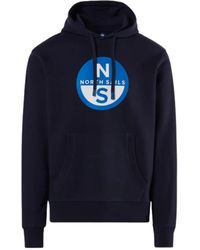 North Sails - Hoodies & Sweatvesten ,Blauw ,Katoen Biologische Katoenen Hoodie Met Groot Logo - Lyst