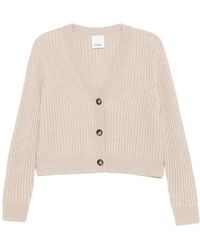 Allude - Ribgebreide V-Hals Cardigan - Lyst
