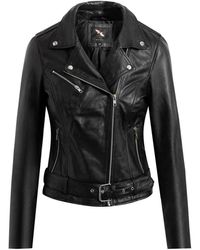 Btfcph - Jassen ,Zwart ,Leer Zwarte Bikerjas Met Zilveren Details - Lyst