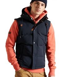 Superdry - Gewatteerd Vest Voor Klassiek Marineblauw - Lyst