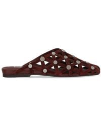 Ash - Bone Square Toe Studded Open Weave Flat Mule - Lyst