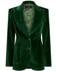 Etro - Jassen ,Groen ,Katoen Monopetto Blazer - Lyst