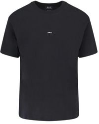 A.P.C. - Es Baumwoll-T-Shirt mit weißem Logo - Lyst