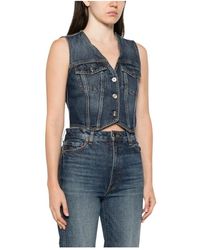 Liu Jo - Jassen ,Blauw ,Katoen Washed Cotton Vest - Lyst