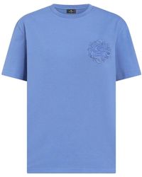 Etro - Tops ,Blauw ,Katoen Casual Blauw T-Shirt Met Korte Mouwen - Lyst