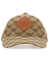 MCM - Accessoires ,Bruin ,Polyester Geborduurde Baseballpet - Lyst