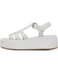 Loriblu - Sandalette Mit Keilabsatz Aus Eiskalb Und Raffia - Lyst