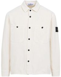 Stone Island - Ivory Cotton Overshirt - Lyst