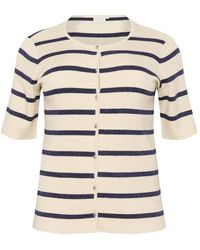 Kaffe - Truien & Vesten ,Wit ,Polyester Gestreepte Vest Zilver Wit Blauw - Lyst
