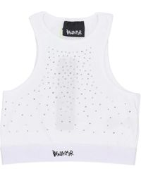 DISCLAIMER - Tops ,Wit ,Katoen Witte Racing Crew Top Met Strass - Lyst