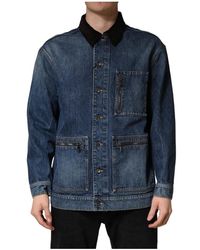 Dolce & Gabbana - Jassen ,Blauw ,Denim Cotton Denim Blouson Jacket - Lyst