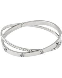 Tory Burch - Accessoires ,Grijs ,Icon Pavé Double Armband - Lyst