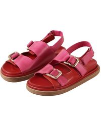 Alohas - Harper bicolor rojo magenta sandalias de cuero - Lyst
