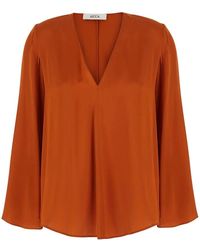 Jucca - Zijden Top Met V-Hals - Lyst