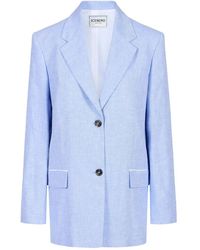 Iceberg - Jassen ,Blauw ,Linnen Relaxed Fit Single-Breasted Jacket - Lyst