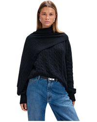CLOEYS - Truien & Vesten ,Zwart ,Kasjmier Kabelgebreide Trui Zwart - Lyst