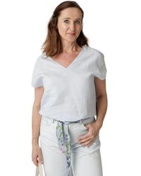 Peserico - V-ausschnitt cap sleeve leinentop - Lyst