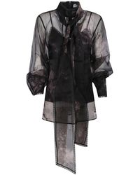 Zimmermann - Schwarze Bluse Mit Stehkragen Und Puffärmeln - Lyst