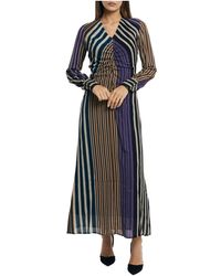Ottod'Ame - Bedrucktes langes Kleid mit V-Ausschnitt - Lyst